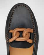 Image 4 of 4: Tod's Gommini Bicolor Chain Driver Penny Loafers