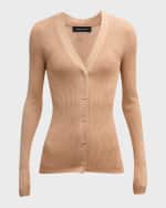 Image 1 of 6: FABIANA FILIPPI Ribbed Metallic Button-Down Cardigan