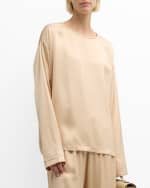 Image 2 of 6: FABIANA FILIPPI Bead-Trim Crewneck Satin Top