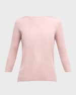 Image 1 of 6: FABIANA FILIPPI Ribbed 3/4-Sleeve Boatneck Sweater