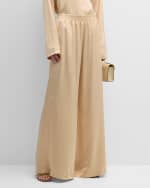 Image 2 of 6: FABIANA FILIPPI High-Rise Wide-Leg Satin Trousers