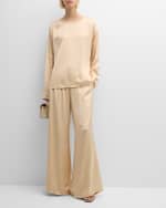 Image 5 of 6: FABIANA FILIPPI High-Rise Wide-Leg Satin Trousers