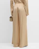 Image 4 of 6: FABIANA FILIPPI High-Rise Wide-Leg Satin Trousers