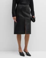 Image 2 of 6: FABIANA FILIPPI Straight Lambskin Leather Midi Skirt