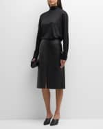 Image 5 of 6: FABIANA FILIPPI Straight Lambskin Leather Midi Skirt
