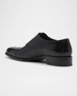 Image 3 of 6: TOM FORD Men's Claydon Leather Double-Monk Strap Loafers
