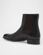 Image 3 of 6: TOM FORD Men's Elkan Burnished Leather Chelsea Boots