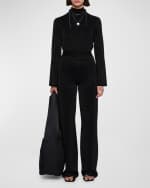 Image 4 of 5: Joseph Metallic Mid-Rise Straight-Leg Lurex-Wool Pants
