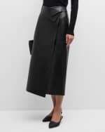 Image 1 of 5: Lafayette 148 New York Bonded Leather Straight Midi Skirt