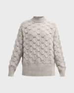 Image 2 of 6: Lafayette 148 New York Mock-Neck Lace-Stitch Sweater