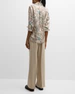 Image 3 of 6: Lafayette 148 New York Botanical-Print Button-Down Silk Blouse
