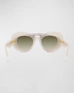 Image 5 of 5: Loewe Double Frame Acetate & Metal Cat-Eye Sunglasses