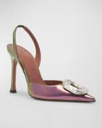 Image 5 of 6: Amina Muaddi Camelia Ombre Patent Halter Pumps