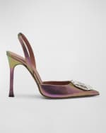 Image 1 of 6: Amina Muaddi Camelia Ombre Patent Halter Pumps