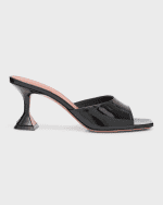 Image 1 of 6: Amina Muaddi Lupita Patent Leather Mule Sandals