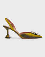 Image 1 of 6: Amina Muaddi Begum Mirror Ornament Slingback Pumps