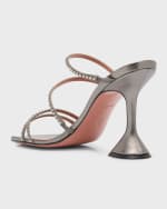 Image 3 of 6: Amina Muaddi Naima Crystal Metallic Slide Sandals