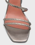 Image 4 of 6: Amina Muaddi Naima Crystal Metallic Slide Sandals