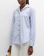 Image 2 of 6: Lafayette 148 New York Check-Print Button-Down Cotton Blouse