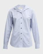 Image 1 of 6: Lafayette 148 New York Check-Print Button-Down Cotton Blouse