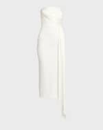 Image 1 of 6: Alex Perry Satin Crepe Strapless Dress With Drape Detail