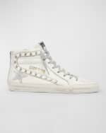 Image 1 of 6: Golden Goose Slide Mid-Top Star Stud Leather Sneakers