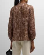 Image 4 of 6: Lafayette 148 New York Floral-Print Pintuck Button-Down Blouse