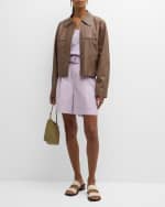 Image 4 of 5: Lafayette 148 New York Zip-Front Leather Bomber Jacket