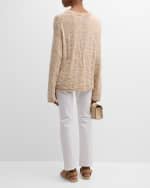 Image 3 of 6: Lafayette 148 New York Crewneck Floral Intarsia Sweater