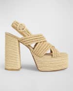 Image 1 of 4: Castaner Faye Raffia Slingback Platform Espadrilles