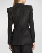 Image 4 of 6: Alex Perry Metallic Pinstripe Fitted Double-Breasted Blazer Jacket