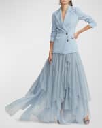 Image 4 of 5: Ralph Lauren Collection Alvey Layered Metallic Tulle Maxi Skirt