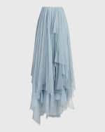 Image 1 of 5: Ralph Lauren Collection Alvey Layered Metallic Tulle Maxi Skirt