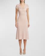 Image 2 of 5: Ralph Lauren Collection Cap-Sleeve Crochet Knit Midi Polo Dress