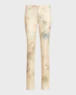 Image 1 of 5: Ralph Lauren Collection 160 Faded Floral-Print Slim-Leg Jeans