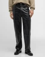 Image 3 of 6: FRAME Men's Paneled Loose-Fit Leather Trousers