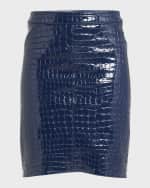 Image 1 of 6: TOM FORD Croc-Embossed Leather Pencil Skirt