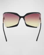Image 5 of 5: TOM FORD Gia Semi-Rimmed Acetate Butterfly Sunglasses