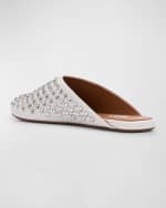 Image 3 of 6: ALAIA Crystal Stud Leather Flat Mules