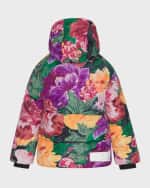 Image 4 of 4: Molo Boy's Halo Floral-Print Ribbed Puffer Jacket, Size 4-6