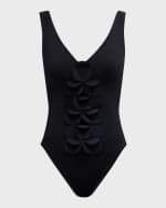 Image 1 of 5: Karla Colletto Tess V-Neck Silent Underwire One-Piece Swimsuit