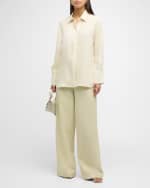 Image 5 of 6: Joseph Alane High-Rise Wide-Leg Twill Pants