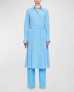 Image 2 of 5: Joseph Diane Belted Crepe De Chine Midi Shirtdress