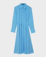 Image 1 of 5: Joseph Diane Belted Crepe De Chine Midi Shirtdress