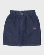 Image 1 of 3: Off-White Girl's Off Stamp Mini Denim Skirt, Size 4-10