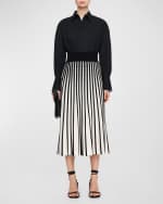 Image 4 of 5: Joseph Contrast Pleated A-Line Midi Skirt