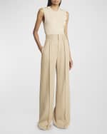 Image 5 of 6: Chloe Soft Wool Pleated Wide-Leg Trousers