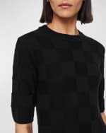 Image 3 of 4: Joseph Side-Slit Vichy Knit Midi Sweater Dress