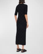 Image 2 of 4: Joseph Side-Slit Vichy Knit Midi Sweater Dress
