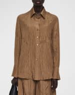 Image 2 of 4: Joseph Bercy Crinkled Button-Down Silk Blouse